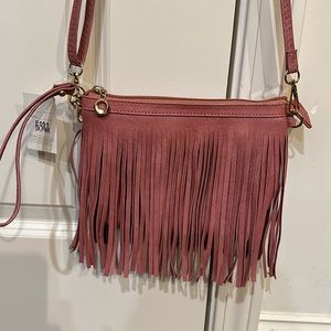 Dark Pink Fringe Crossbody